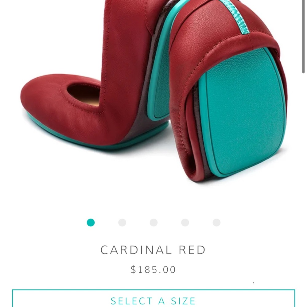 Tieks Red Flats with Unique Turquoise Sole